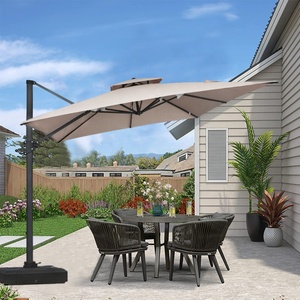 Sombrilla de Patio Impermeable Comercial para Exteriores, <span class=keywords><strong>Base</strong></span> de Acero, Diseño Moderno, Plegable, con Manivela, Muebles de Jardín para Hoteles - Product Image 1