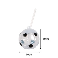 Mug en plastique en forme de ballon de football avec paille et couvercle, réutilisable, pour événements sportifs et bars, logo personnalisé, vente en gros