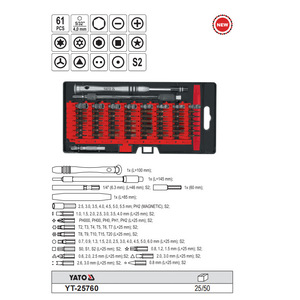 Yato <b>Precision</b> <b>Screwdriver</b> Set 61 Pc Phillips Bit Industrial Repair Kit - Product Image 2