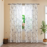 Voilages à passe-tringles en tulle à motif floral orange pour salon de ferme moderne, vente en gros