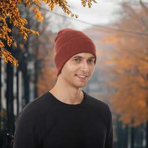 Bonnet tricoté pour homme 56-58 cm en fibre acrylique, chaud, pliable, pour l'automne et l'hiver - Product Image 3