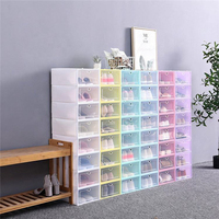 Boîte à chaussures pratique et durable stockage en plastique transparent empilable en gros pas cher Simple décoration de la maison boîtes de rangement