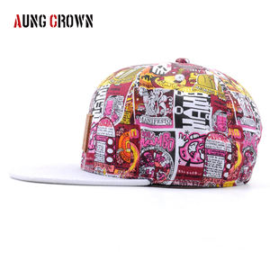 Casquette Snapback AUNG CROWN Factory avec impression de bande dessinée, unisexe, patch en cuir personnalisé, deux tons, réglable, streetwear hip-hop - Product Image 3