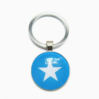 Porte-clés en métal avec dôme en verre transparent, motif drapeau du monde, collection de souvenirs de l'île de Cap-Vert, pour sac et décoration