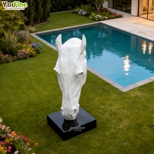 Tay khắc Kích thước cuộc sống bằng đá cẩm thạch Ngựa đầu tượng để bán - Product Image 5