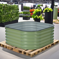 Jardinière surélevée/pot à fleurs modulaire en métal ondulé de luxe 4N1-17, 17'' de hauteur, galvanisée, à usage domestique, motif carré