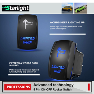 Interrupteur à bascule SPST 5 broches étanche éclairé marche/arrêt 20A 12V avec câbles de raccordement universels - Product Image 3