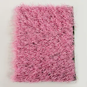 Pink Colored Artificial Grass Carpet Astro Synthetic Turf For Wedding Patio Kindergarten Wall Decor