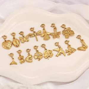 Minimalista 316L Acero inoxidable DIY colgante Vida <span class=keywords><strong>Marina</strong></span> insecto flor serie 18K chapado en oro Corazón en forma de concha colgantes encantos - Product Image 4