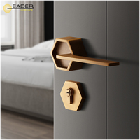 Gagang Pintu Heksagonal Modern Satin Black Nickel Zinc Alloy Split Body untuk Apartemen Hotel Interior Eksterior Kunci Pintu Garansi 5 Tahun