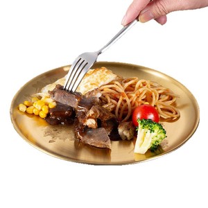 Bandeja Redonda Dorada de Acero Inoxidable para Barbacoa, para Uso en Hoteles, Fiestas y Cenas, 20 cm - Product Image 3