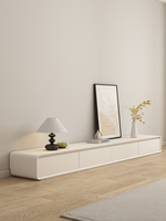 Ensemble Meuble TV et Table Basse en Bois Massif Crème, Design Minimaliste Moderne 2026 pour Salon ou Chambre à Coucher