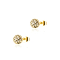 Nouveauté Tendance : Boucles d'Oreilles Clous en Laiton Plaqué Or Véritable avec Aiguille en Argent 925, Forme Géométrique Boule 6 mm et 8 mm
