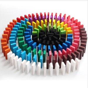 ARGE-bloques de construcción de dominó de color para niños, juguetes educativos de madera - Product Image 2