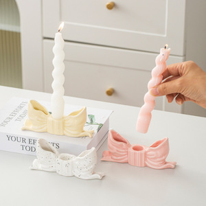 Candelabro de aromaterapia para decoración del hogar creativo de estilo <span class=keywords><strong>Ins</strong></span> con poste largo y lazo, otros candelabros, farolillos, tarros de velas - Product Image 4