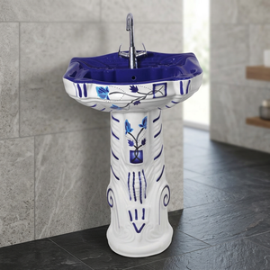 Lavabo de Pedestal Completo de Cerámica Blanca Majesty, Diseño Moderno, Ecológico, para Uso en Hospitales y Villas, Precio Bajo, Exportación a India - Product Image 1