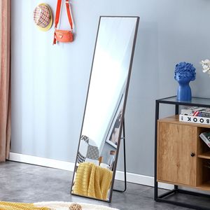 DB 3rd Generation <b>Full</b>-<b>Length</b> Dressing <b>Mirror</b> Gray Solid Wood Frame for <b>Bedroom</b> Porch or Clothing Store Decorative Purpose - Product Image 1