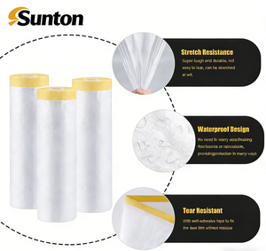 Film de masquage pré-adhésif en PE électrostatique jaune sans résidu pour usage intérieur, vente en gros - Product Image 1