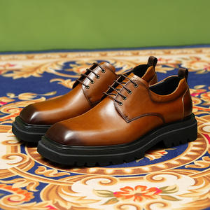 Zapatos casuales de negocios para hombre de cuero genuino con diseño retro de alta gama en azul y rojo mezclados. - Product Image 5