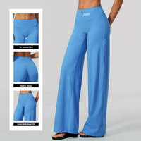 Pantalon de yoga ample pour femmes ECK5529-1, taille haute élastique douce, coupe évasée, long, anti-plis, respirant et à séchage rapide