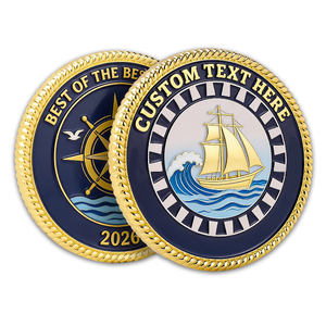 Pièce de monnaie commémorative personnalisée 2026 sur le thème nautique, bateau à voile en émail, souvenir marin, cadeau - Product Image 1