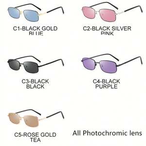 Montures de lunettes photochromiques carrées à petite monture, couleurs changeantes effet caméléon, pour hommes et femmes, vente en gros - Product Image 6
