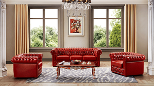 Sofá Chesterfield rojo de estilo europeo, muebles de oficina para el hogar, gran oferta, cuero sintético barato, hecho para la comodidad - Product Image 2