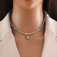 Dainty Améthyste Pierre Collier Naturel Vert Aventurine Bleu Turquoise Collier de Perles Shell Perles Charme Perle Bijoux pour Femmes