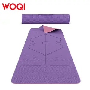 WOQI vente en gros de tapis de yoga en TPE de fitness 6mm tapis de yoga antidérapant de haute qualité avec sangles arrière