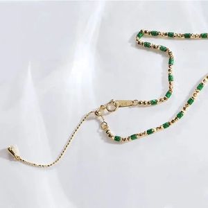 Ensemble collier et bracelet Xinfly, nouveau design, or jaune 18 carats, pierre verte pure, Au750 - Product Image 2