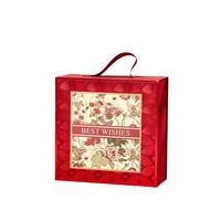 Boîte-cadeau haut de gamme Square Mooncake Festival Matériaux recyclés en relief Emballage en papier dur pour gâteaux de lune Baklava