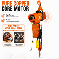 Palans électriques à chaîne en acier de 2 tonnes, grue de levage, corps orange, télécommande jaune, équipement de chargement et de déchargement pour entrepôt