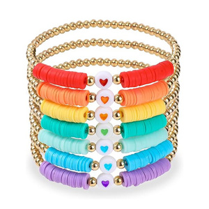 Pulsera de Cuentas de Arcilla Polimérica con Ojo Turco y Discos Heishi, Regalo de Aniversario de Boda para Mujer, Joyería de Playa de Verano - Product Image 2