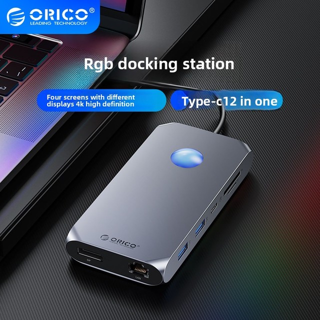 RGB Docking Station Type-C for 4K Converter USB Splitter 10 Gbps Ethernet  for LAPTOP
