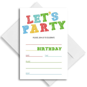 Simple Black and White Birthday Party <strong>Invitation</strong> Let's Party <strong>Invitation</strong> Cards for for Wedding <strong>Graduation</strong> Ceremonies - Product Image 4