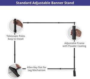 Grand support de bannière télescopique réglable de 8x8 pieds, support de bannière à répétition MEDIA WALL pour l'affichage publicitaire de fête de mariage - Product Image 5