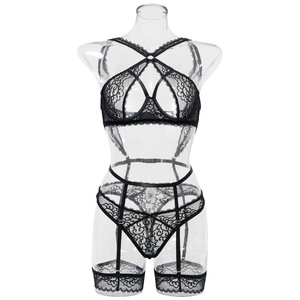 Сексуальный черный кружевной комплект нижнего белья для женщин, прозрачный раздельный комплект, женское эротическое белье - Product Image 5