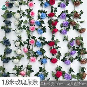 Guirlande de roses artificielles en soie 1,2m 1,8m Décoration murale pour la maison Cache-tuyau Style moderne - Product Image 3