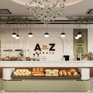 Design d'Interni per Caffetteria <span class=keywords><strong>e</strong></span> Pasticceria, Personalizzazione Completa della Stanza, Vetrina Espositiva in Vetro, Bancone Bar, Decorazione per Negozio di Caffè - Product Image 1