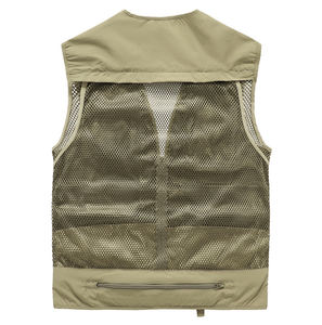 2025 pria multi-saku klasik rompi pria tanpa lengan Solid mantel kerja fotografer rompi jala taktis jaket - Product Image 3