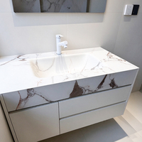 Meuble de salle de bain mural en PVC pour rénovation, avec miroir intelligent anti-buée et grand rangement