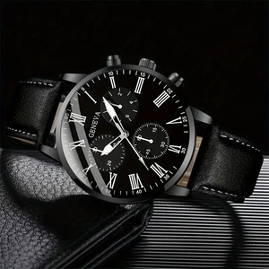 GINEBRA Trendy <span class=keywords><strong>2</strong></span> piezas/set negro Delgado minimalista esfera grande reloj de viaje de negocios y pulsera conjunto de regalo para hombres estilo urbano - Product Image 5