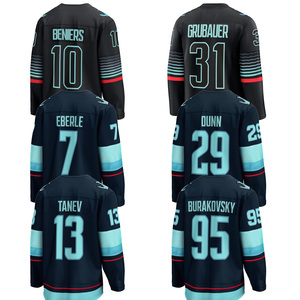 Jersey Hoki Es Seattle, Kaos Baseball, Pakaian Custom, Bordir Jahit, Seragam dengan Logo # 31 Grubauer # 10 Beniers # 7 Eberle - Product Image 1