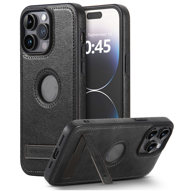 Luxury Vintage TPU Sewing Veneer Gluing Cellphone Cover for iPhone 15 14 13 Pro Max PU Leather Phone Case With Holder