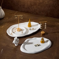 Plateau d'aromathérapie créatif en forme de fleur blanche pour bureau, décoration d'intérieur, rangement de bijoux, plat décoratif haut de gamme