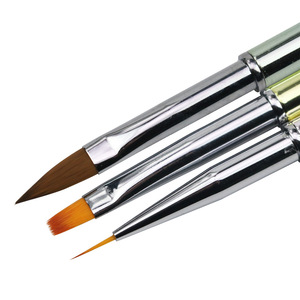 Pinceau à ongles en nylon avec manche en acrylique électroplaqué coloré, pour la sculpture de cristaux et le traçage de lignes pour la peinture au gel - Product Image 2
