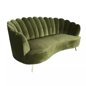 MRS Wood-sofá tapizado de tela de terciopelo negro, diseño moderno de estilo de concha Popular para Hotel