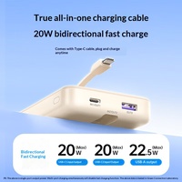 UGREEN 10000mAh PD30 Power Bank avec câble intégré Chargeur universel pour téléphone portable 22.5W Charge rapide (55366)