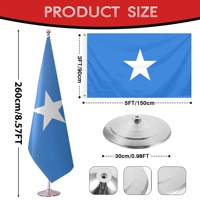 Drapeau de présentation de la Somalie sur pied pour intérieur, 8,53 pieds, avec base et mât argentés, pour affichage en bureau, hall ou salle de conférence
