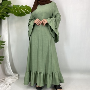 Fashion Pleated Big Hem Flared Party Dress with <b>Back</b> <b>Ties</b> Perfect for Muslim Women Evening and Special Occasions (6896) - Product Image 5